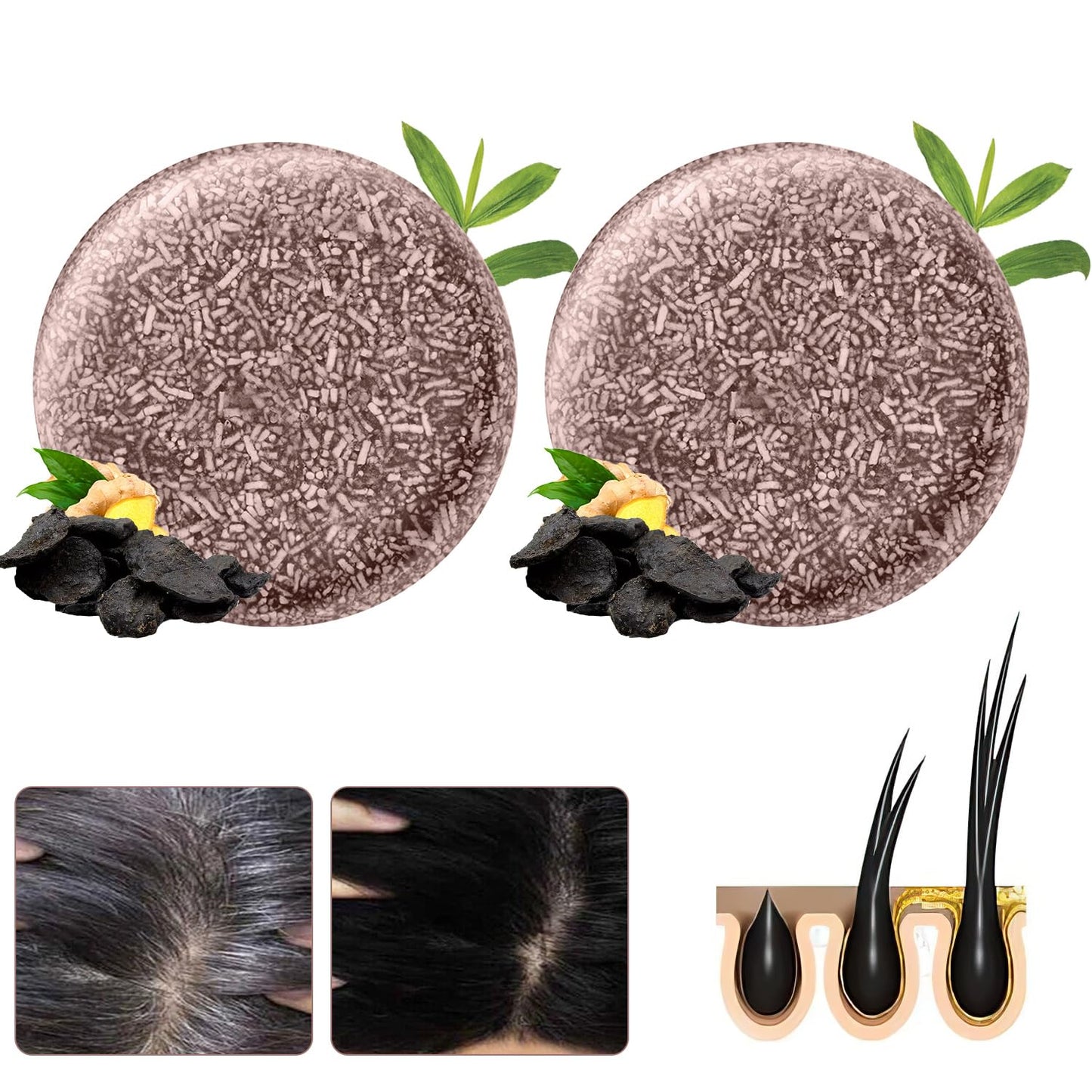 Organic Hair Darkening Shampoo Bar - Επαναφορά νεανικών μαύρων μαλλιών σε 4 εβδομάδες